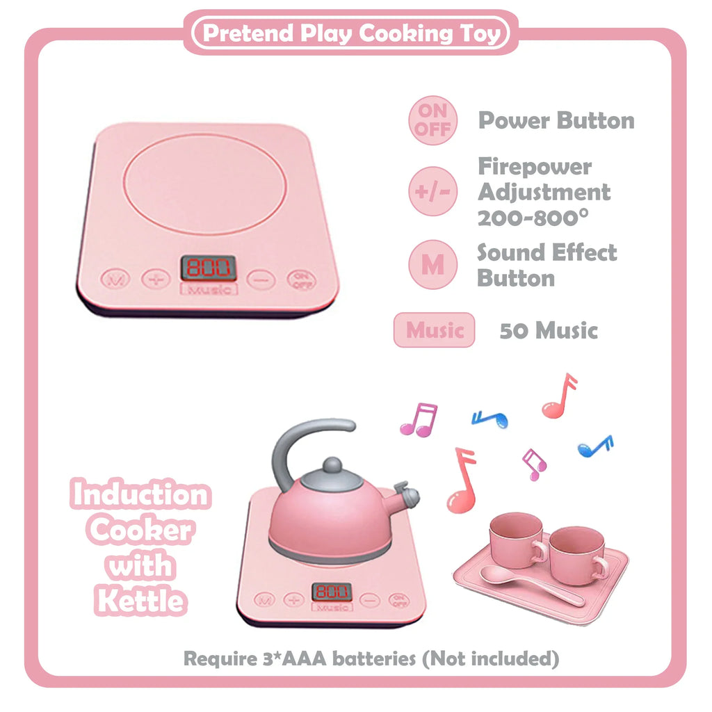 Richgv Pretend Play Kitchen Sink Toys with Running aqua, 23PCS Electric liquid Sink Toy with Play Induction Cooker Play Cutting Food, Kids Kitchen Role Play Toys for Boys Girls