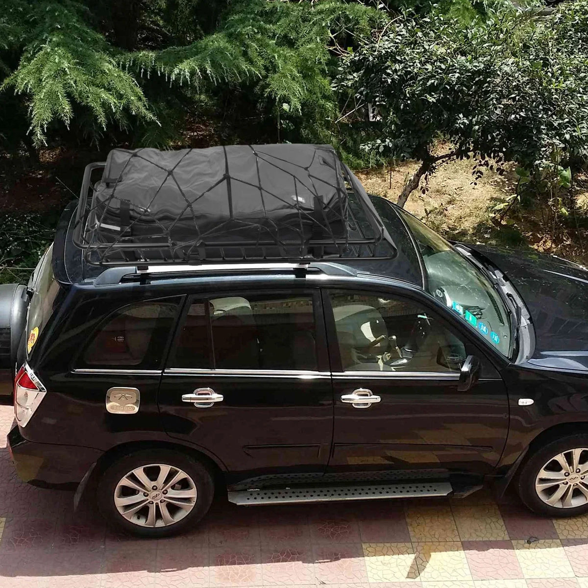 Capacity Roof Rack Basket with Elastic Net and 10 Hooks, 63x39x6.3in, Black. Universal Roof Rack Cargo Carrier, iMounTEK Extension Car Top Luggage Basket, 220 lb