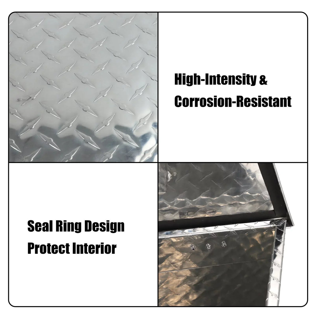 Confote Heavy Duty Aluminum Diamond Plate Trailer Tongue Box with Lock and Keys  for Secure Tool Storage on Your Trailer, Silver,39 x 16.5 x 12 Inches