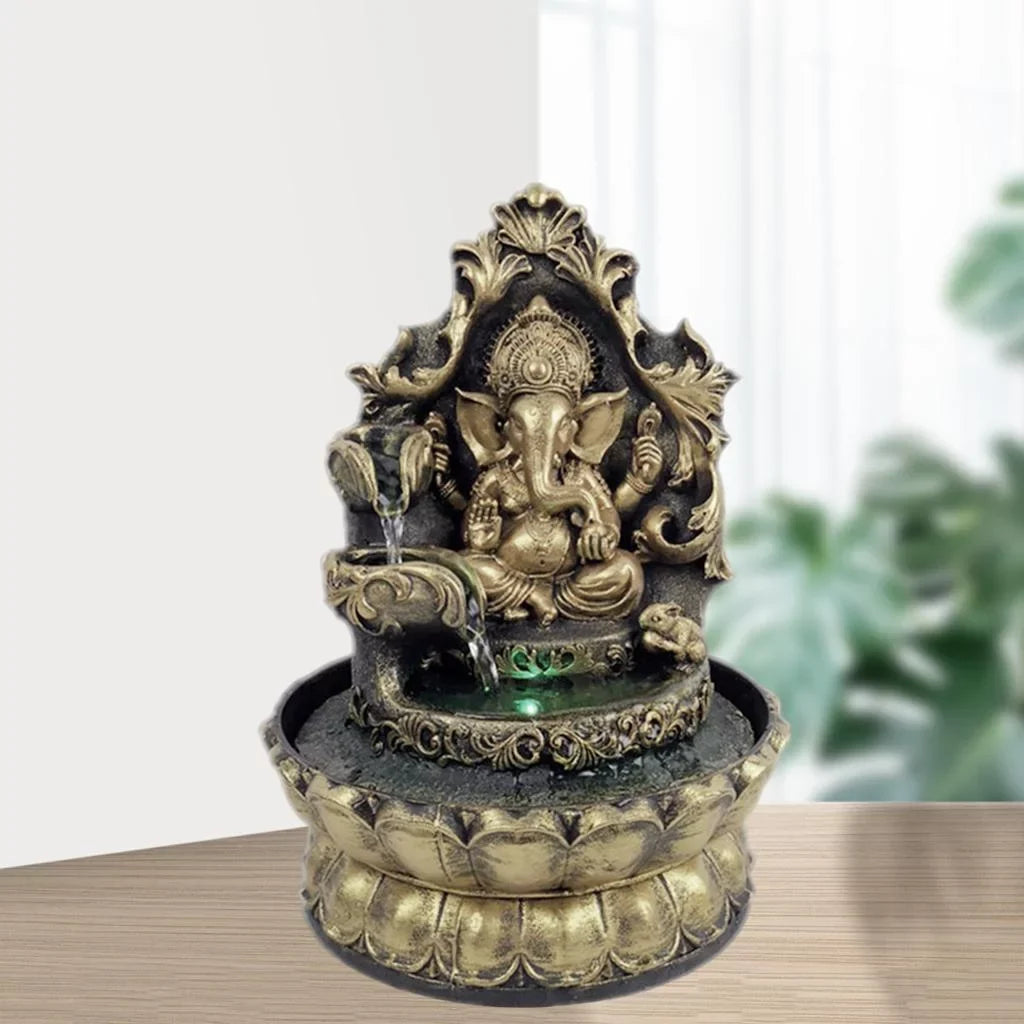 HandMade Hindu Statue Tabletop aqua Fountain Led Air Humidifier Compact Office Decor