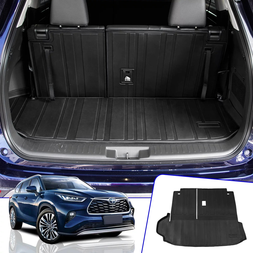Cargo Mat appropriate with 2020-2024  Highlander Trunk Mat Cargo Liner TPE Back Seat wrap Protector 2022 7 Seats Highlander Accessories (2020-2023, Trunk Mat with Backrest Mat)