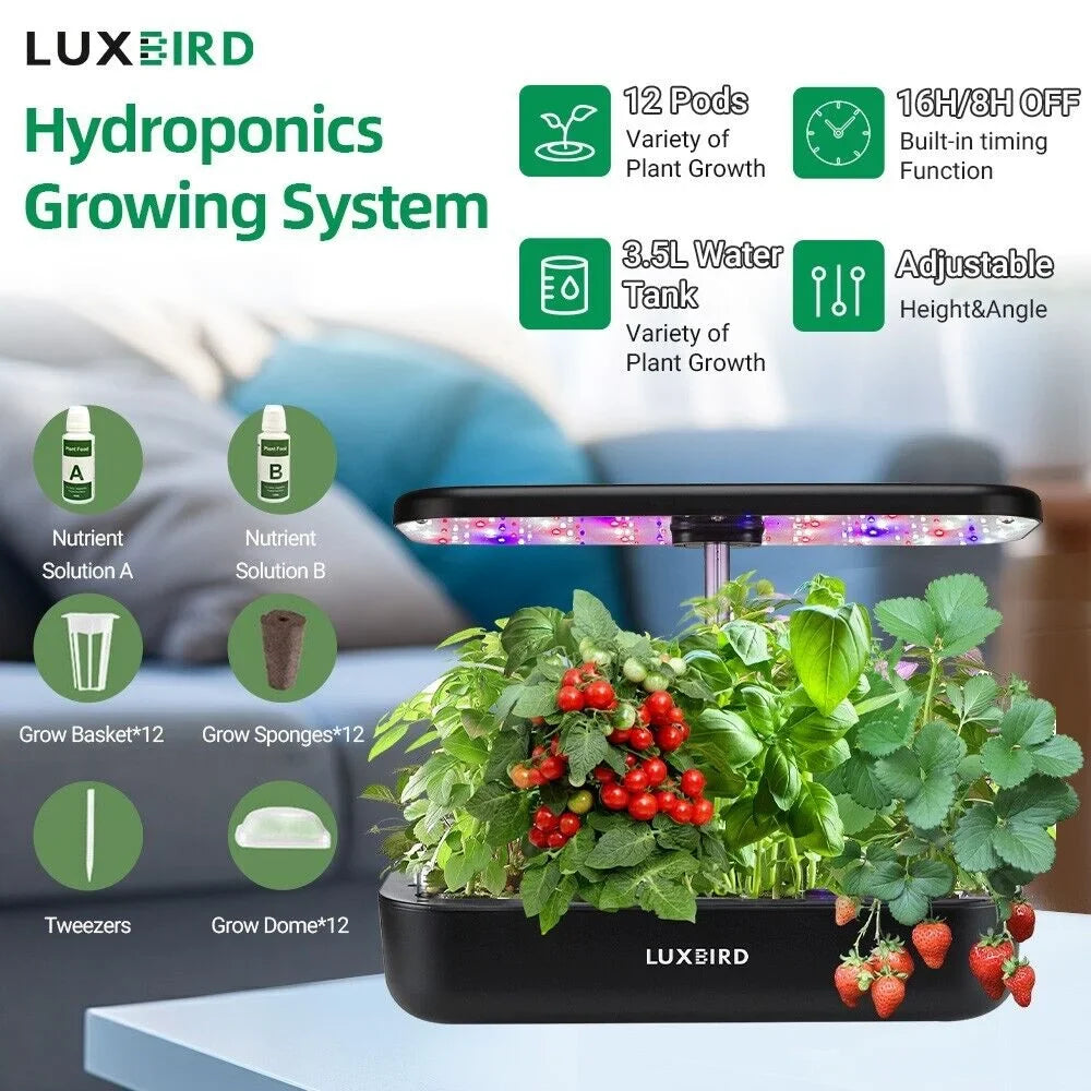 Hydroponics Growing System Indoor Garden Germination Kit 36W LED Grow Light Time