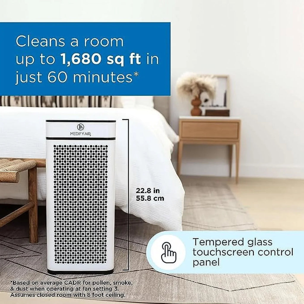 Open Box Medify Air Purifier True HEPA H14 Filter UV Light 840 sq ft MA-40-UV-W1 - White