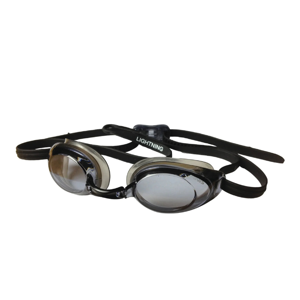 FINIS Lightning Goggles - Competitive Swim Goggles for Women and Men - Watertight Swimming Goggles with Adjustable Silicone Straps - Adult Swim Goggles with 4 Interchangeable Nose Pieces - Black/Smoke