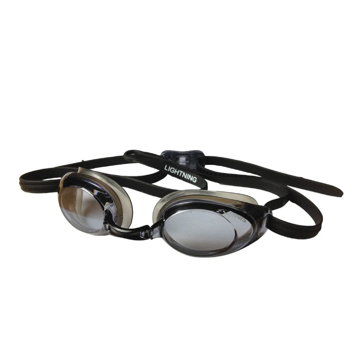 FINIS Lightning Goggles - Competitive Swim Goggles for Women and Men - Watertight Swimming Goggles with Adjustable Silicone Straps - Adult Swim Goggles with 4 Interchangeable Nose Pieces - Black/Smoke