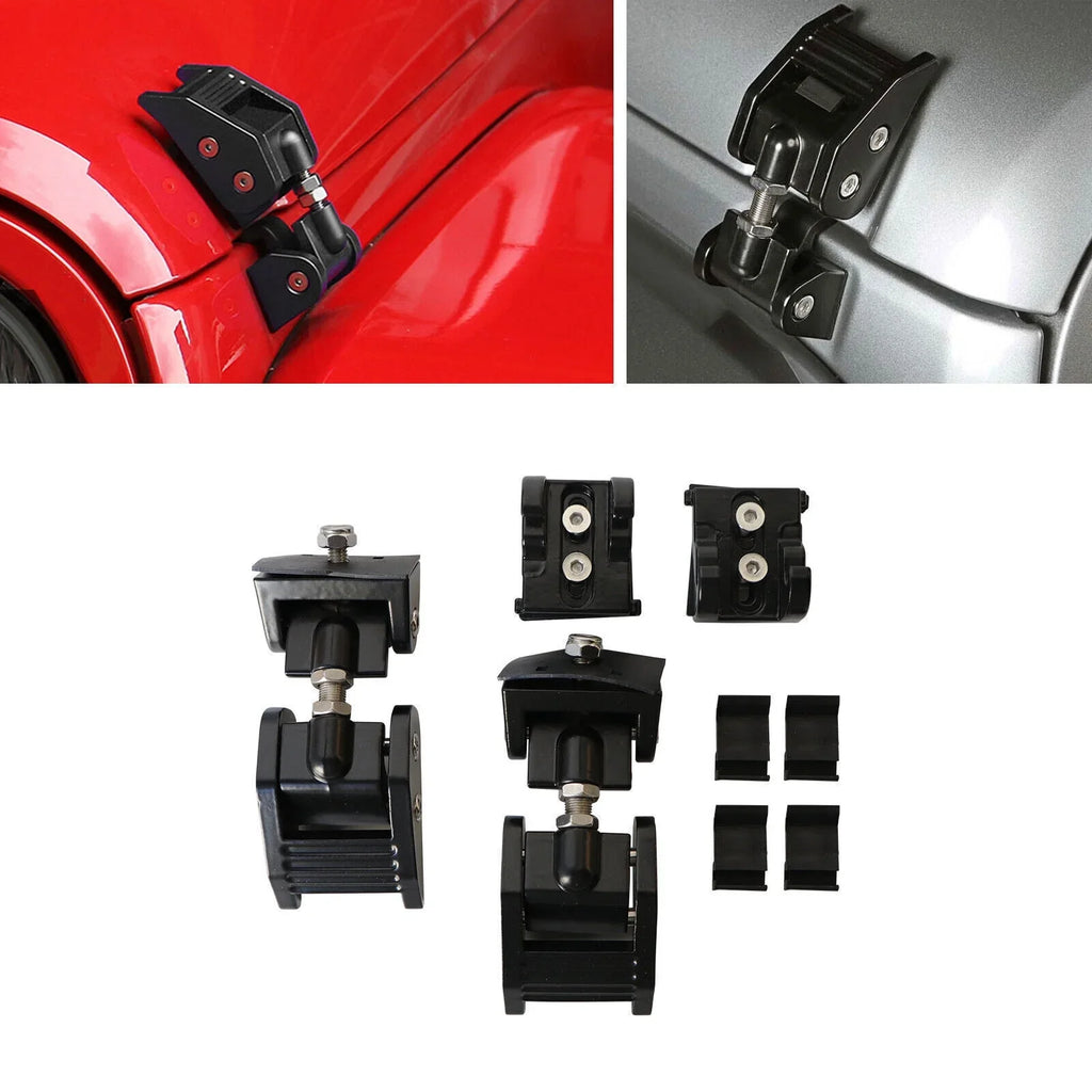 Onemayship 2 Pack Front Hood Latch Lock Catch for Jeep Wrangler JK 07-18 US Secure Vehicle Protection-Black