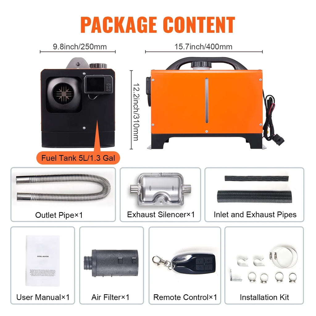 SKYSHALO 8kW Diesel Air Heater, Bluetooth App Controlled All-in-One Diesel Heater with Auto Height Adjustment, Remote Control and LCD, Portable Parking Heater for Home RV Trailer Camper Van craft