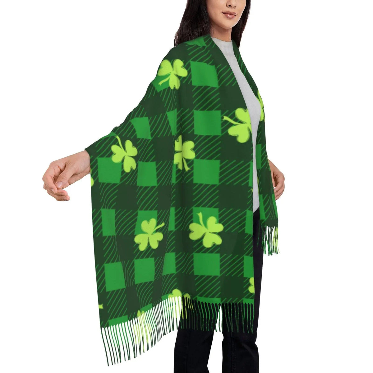 Patrick's Day5. Bingfone Soft Cashmere Feel Scarf For Women Elegant Art Print Winter Warm Scarves Large Shawl Wrap Gifts- Happy St