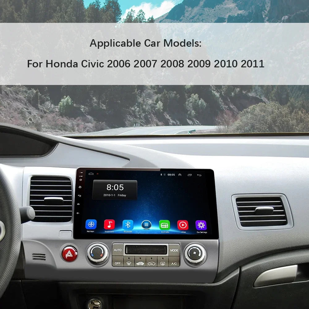 Awesafe 10 Inch Car Stereo Radio for Honda Civic 2006-2011, Android 12 with  Carplay,Android Auto Steering Wheel Control
