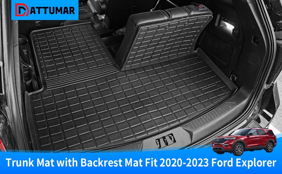 Fit 2020 2021 2022 2023  Explorer Cargo Liner TPE All atmospheric conditions Trunk Mat Back Seat wrap Protector for 6&7 Passenger Explorer Accessories (Trunk Mat with Backrest Mat)