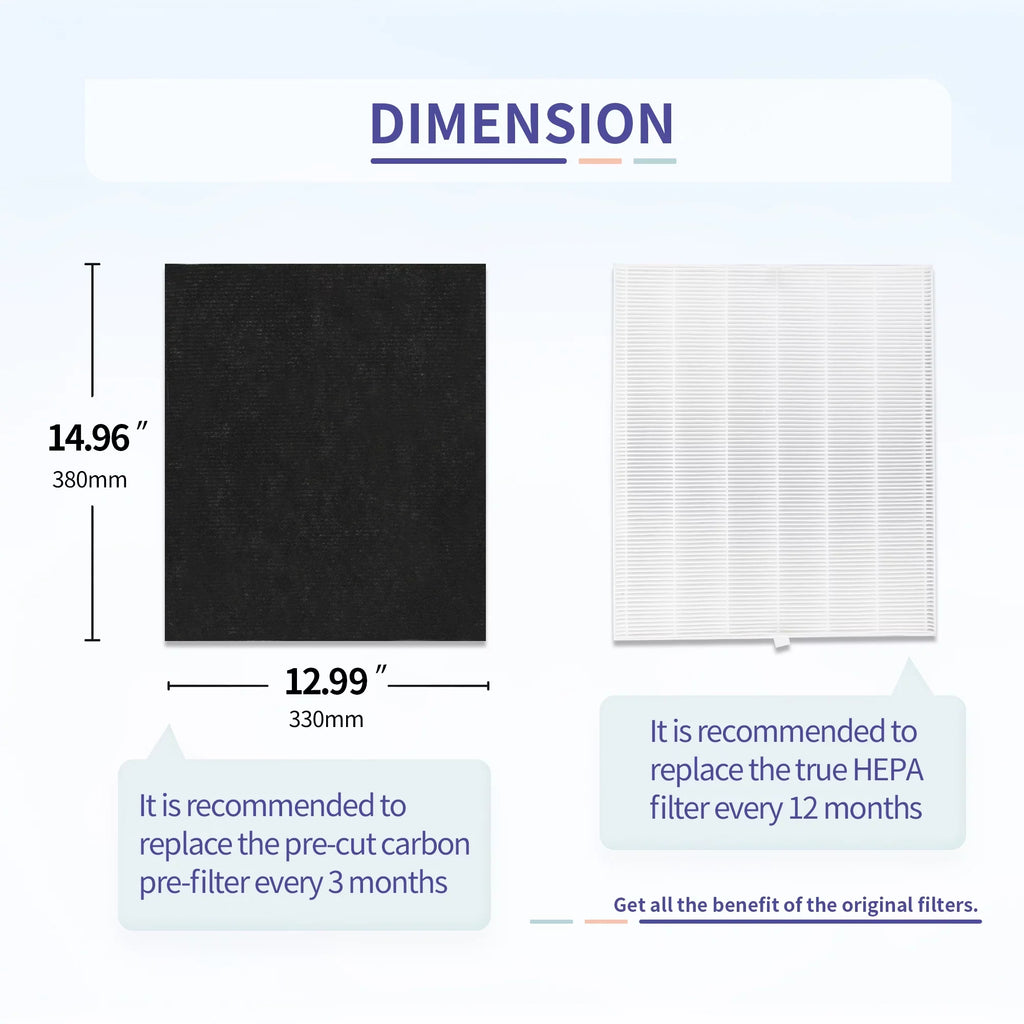 DAJDAH AP-1512HH matching with Coway Airmega 200M and Coway Air Purifier AP-1512HH AP-1519P AP-1518R, Part#3304899, Compare to AP-1512HH-FP | 2 HEPA Filter + 8 Pre-Cut Carbon Filter