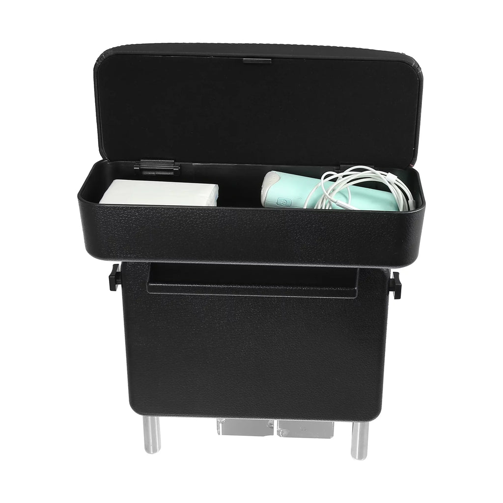 Car Center Armrest Extender Box Seat Gap Adjustable Armrest Storage Organizer Box Armrest Black PU Leather with Red Line