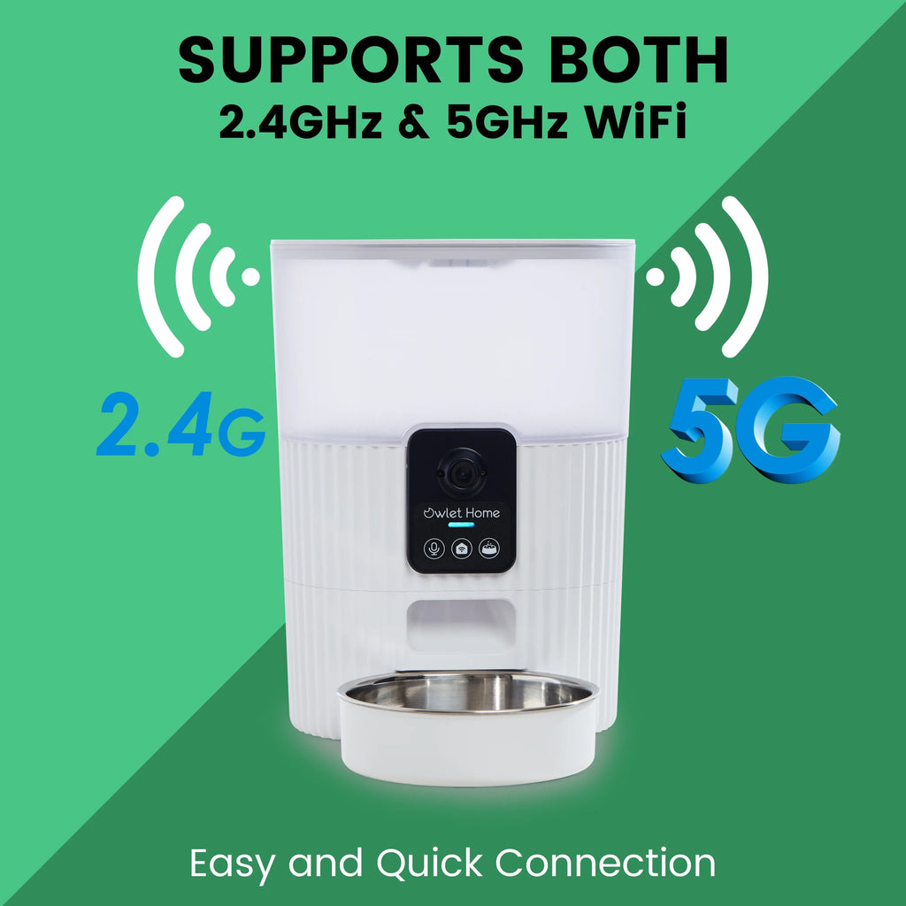 Owlet Home Smart Automatic Pet Feeder with 1080P HD Camera for Cats & Dogs (3.5L), WiFi, Live Video, Auto Night Vision, 2-Way Audio, Works with Alexa & Google Assistant, Motion Alert, No Monthly Fee