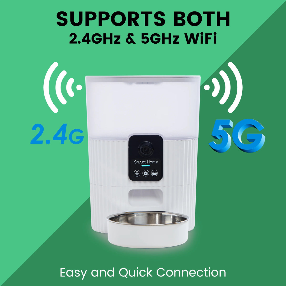 Owlet Home Smart Automatic Pet Feeder with 1080P HD Camera for Cats & Dogs (3.5L), WiFi, Live Video, Auto Night Vision, 2-Way Audio, Works with Alexa & Google Assistant, Motion Alert, No Monthly Fee