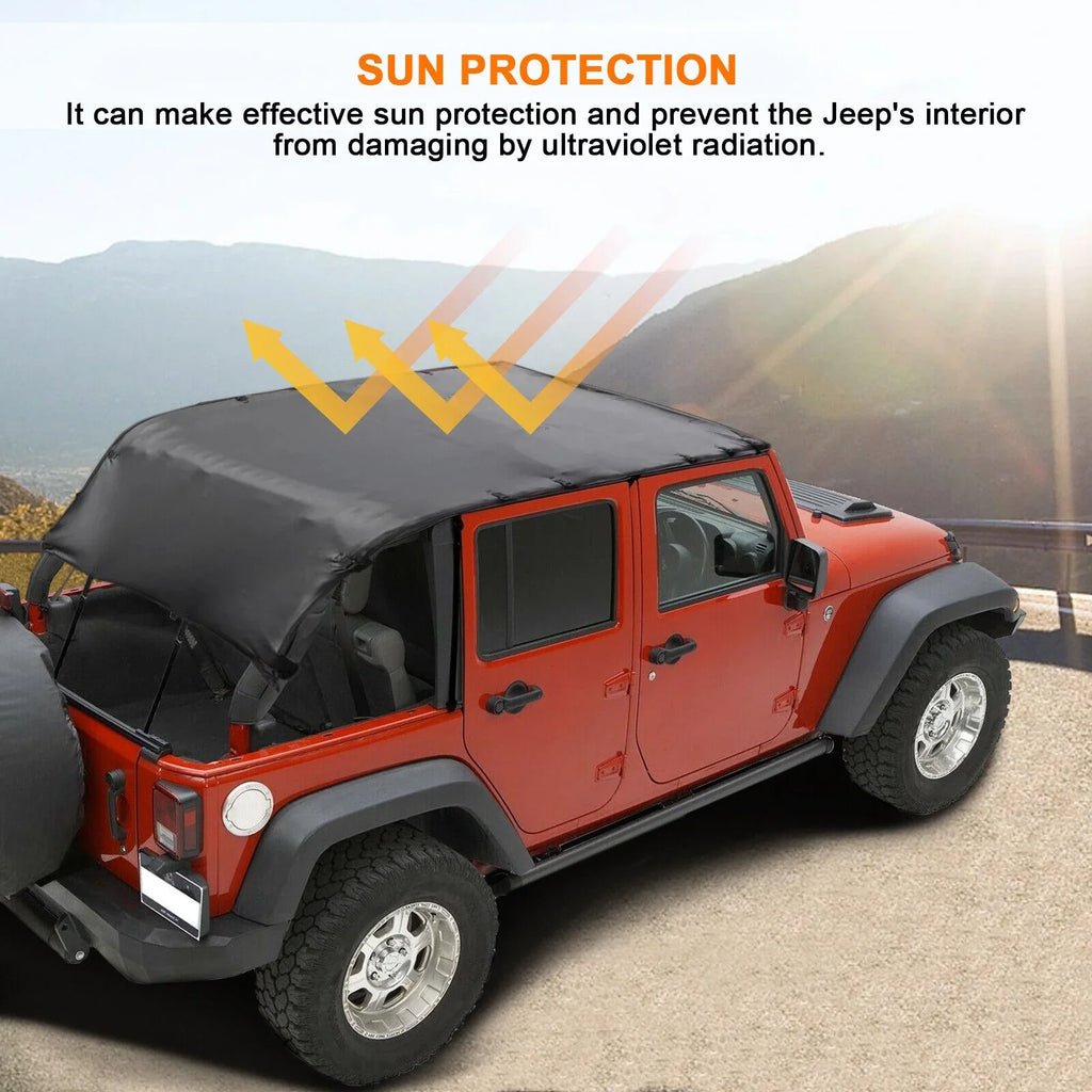 Soft Top Bikini Top protector for Jeep Wrangler JK 2007-2017 2-Door Extended PU Leather Anti-UV Top Roof Black