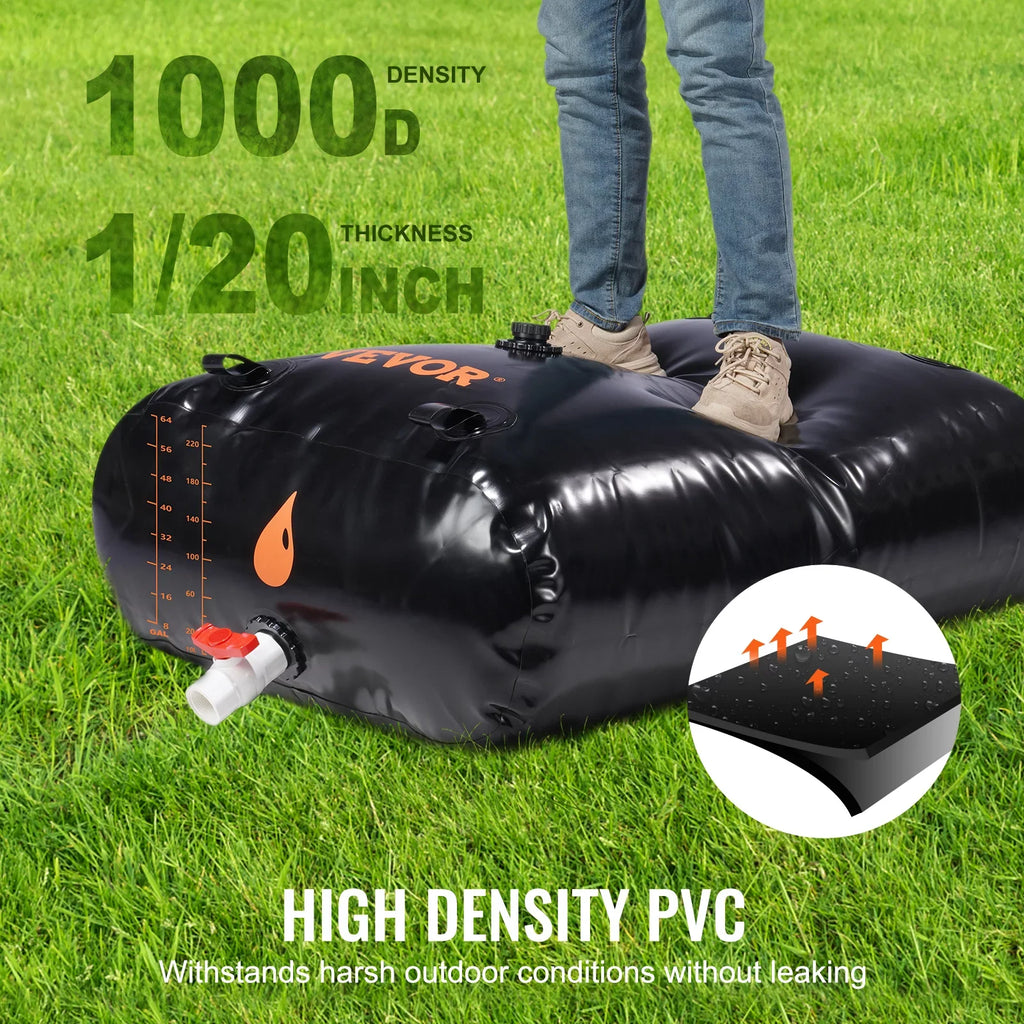 BENTISM Portable liquid Storage Bladder Rainwater Bag,143 Gallon Large Capacity liquid Storage Containers,1000D PVC moisture Bladder Including Spigots and Overflow Kit,moisture Tank