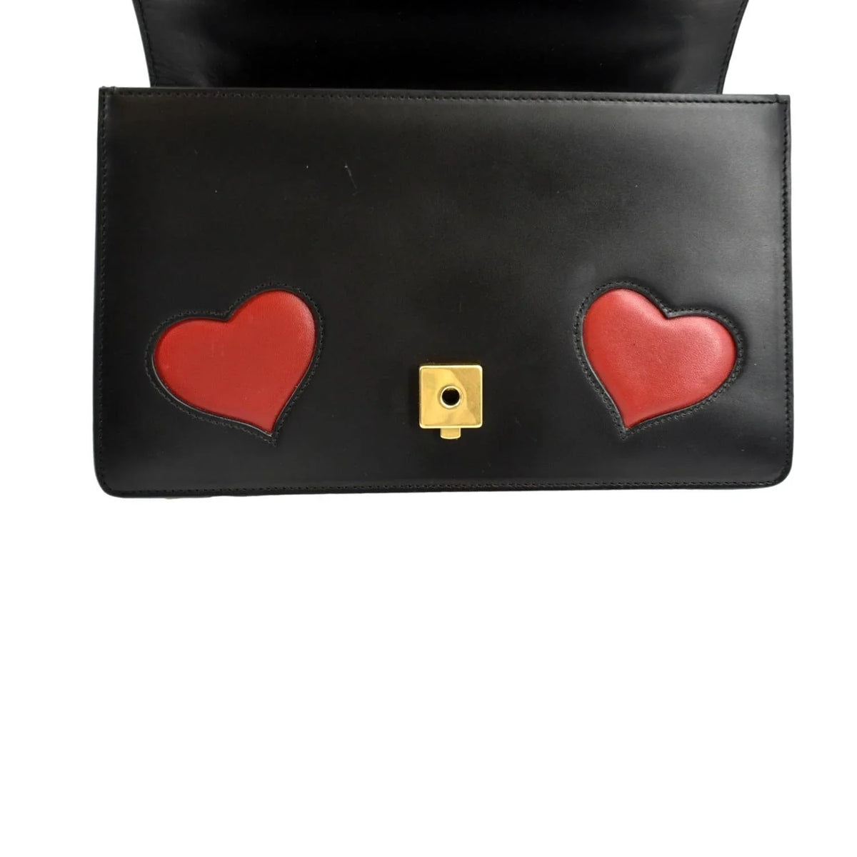 Pre-owned GUCCI Knight Malaga Kid Heart Medium Leather Crossbody Bag Black 431777