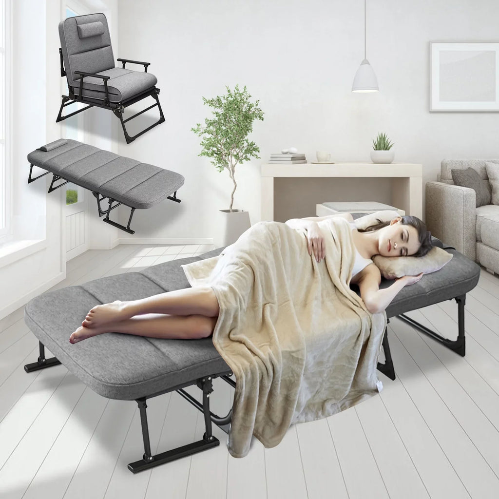Lilypelle Outdoor Lounge Chair,Folding Bed Cot 6 Levels Adjustable Reclining Deck Chair,71 x 23.6 x 13 inch