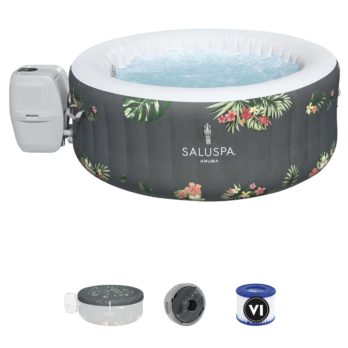 Bestway SaluSpa Sun Shade Canopy with Aruba SaluSpa Inflatable Hot Tub