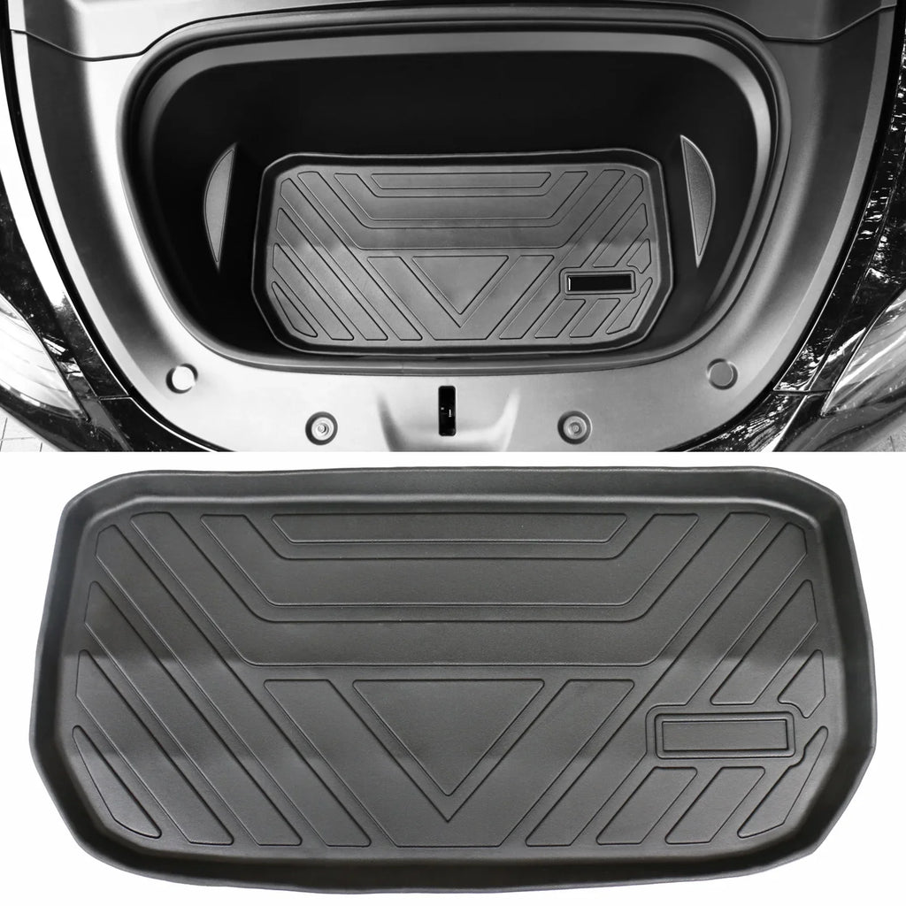 Ikon Motorsports Trunk Mats Cargo Liner appropriate with 2020-2023 Tesla Model Y Black TPE All elements Waterproof Anti-Slip Frunk Trunk Under Cargo Storage Liner Mat Interior Accessories 3PCS