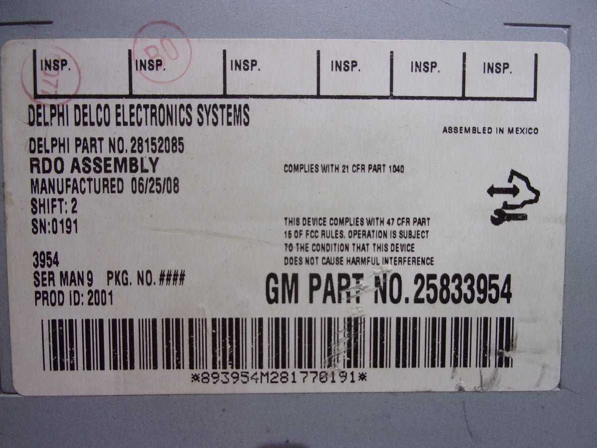 Pre-Owned 2009 Saturn Aura Radio Receiver CD Player ID 25833954 OEM (Good)