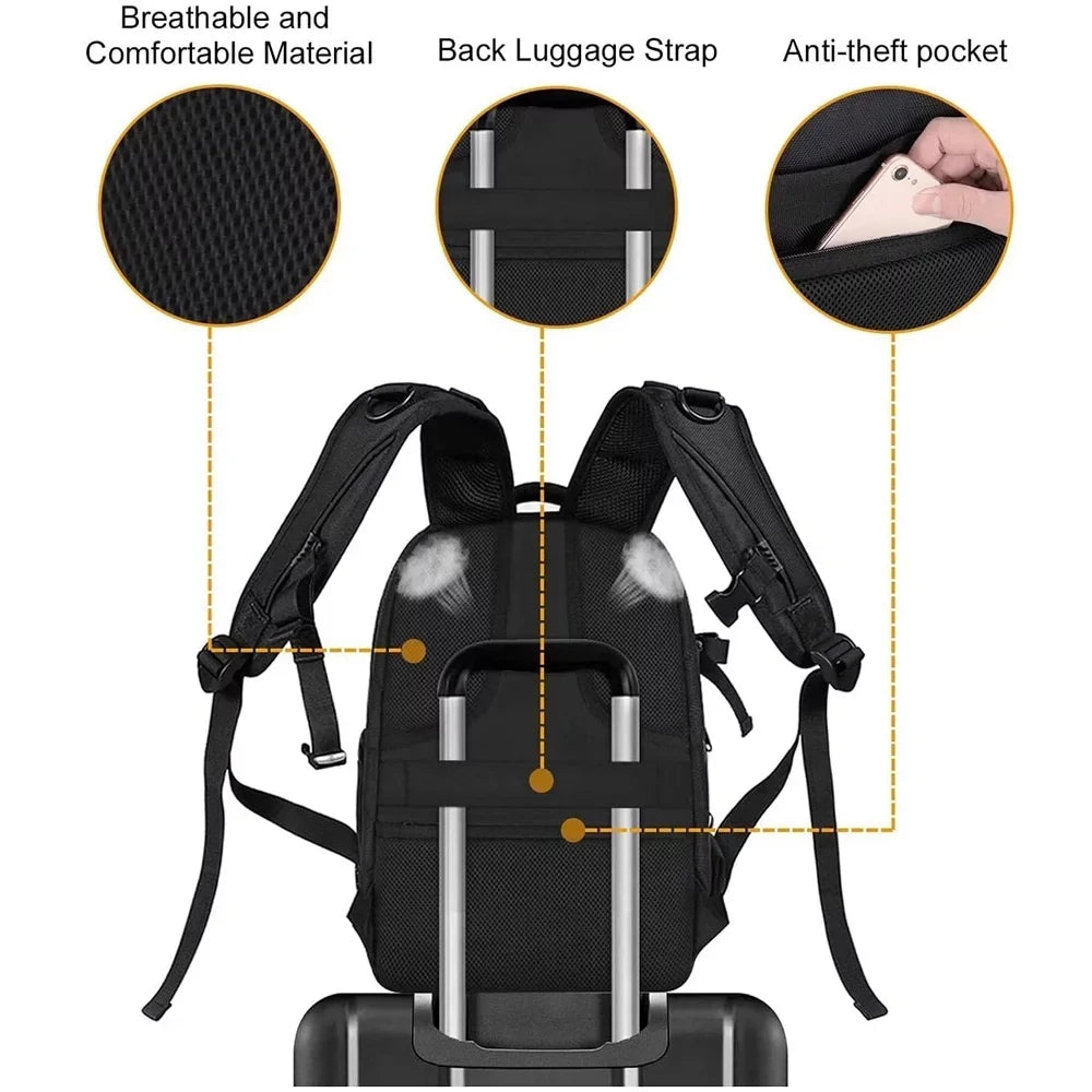 Mosiso Camera Backpack for ///DJI Mavic Drone, DSLR/SLR/Mirrorless Photography Camera Bag Waterproof Hardshell Protective Case with Tripod Holder&Laptop Compartment, Black