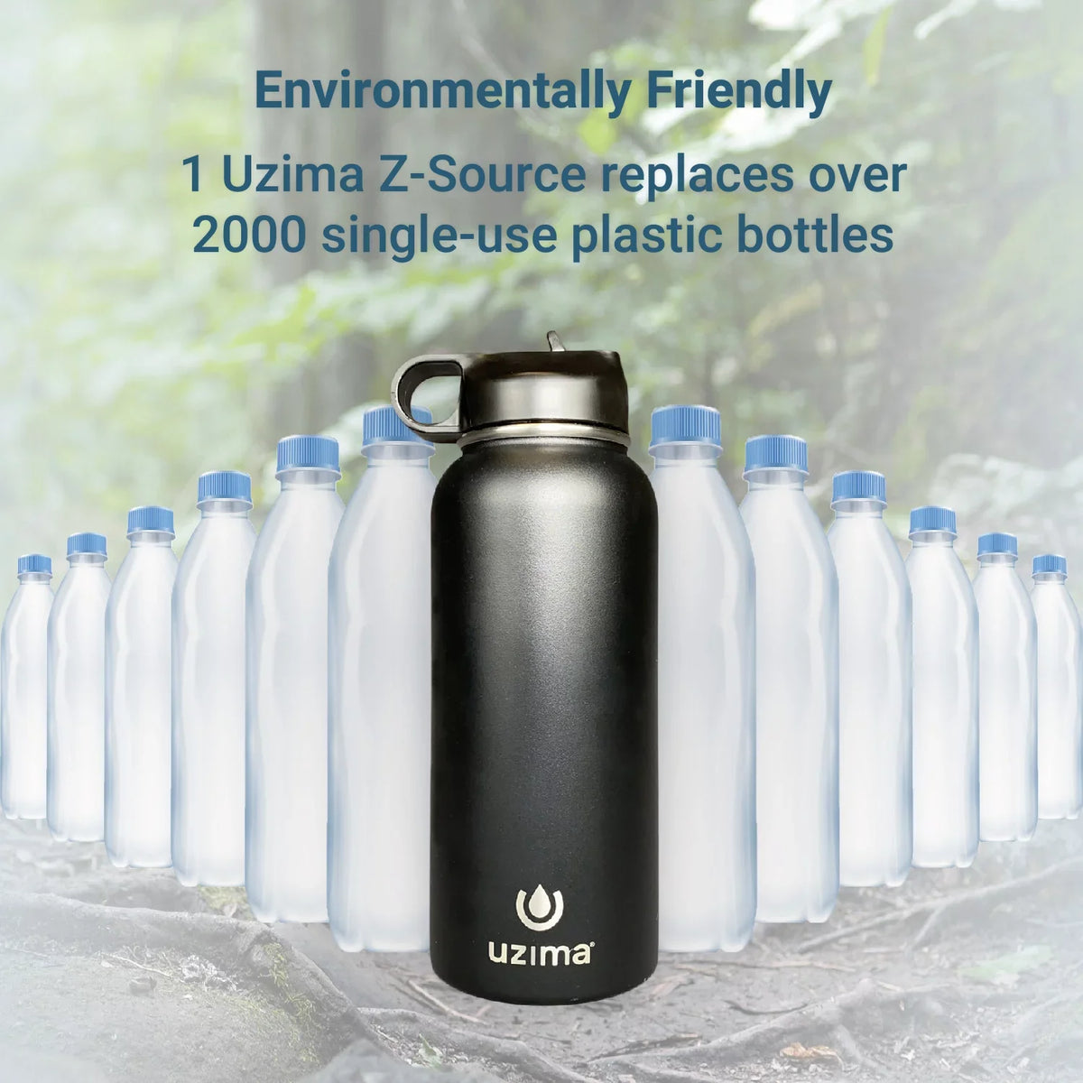 (Leopard). Large 32oz Capacity with Double-Walled Stainless Steel Exterior. aqua Purification on the Go. Uzima - Z-Source Filtered aqua Bottle for Hiking, Backpacking, Camping, and Travel