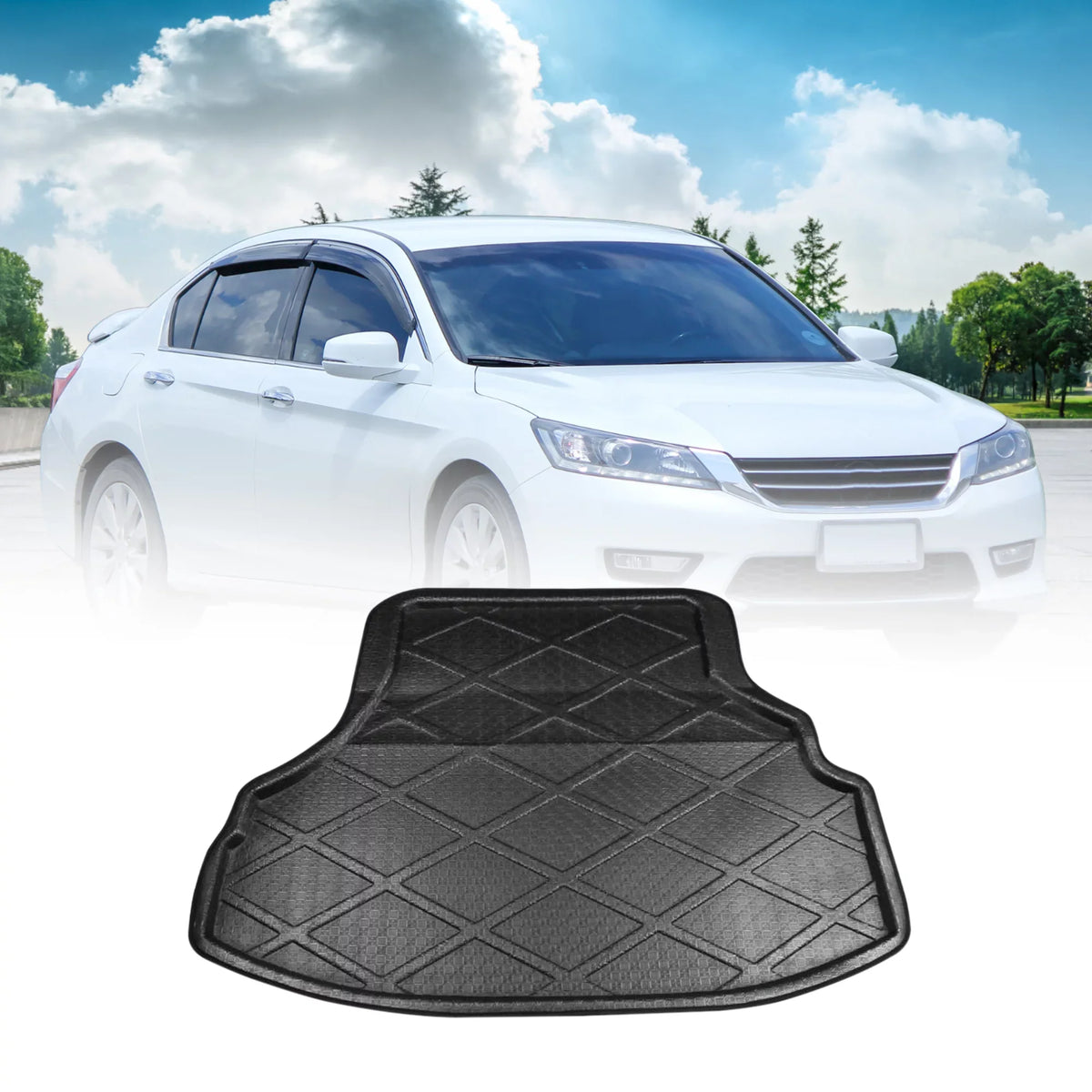 Unique Bargains Black Rear Trunk Tray Boot Liner Cargo Floor Mat shield for Honda Accord 7 04-07