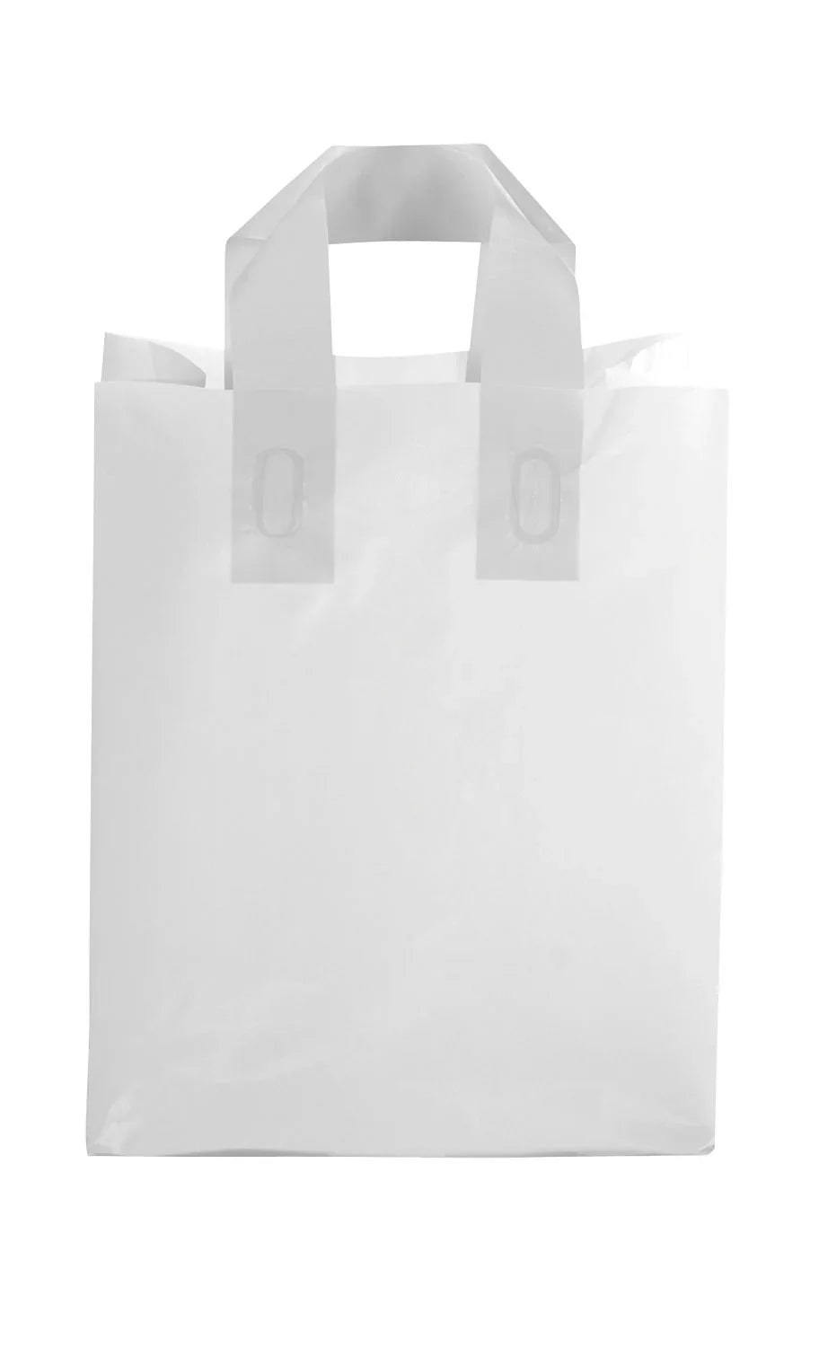 Medium Clear Frosted Plastic Shopping Bags -  8" x 5" x 10" - Case of 100