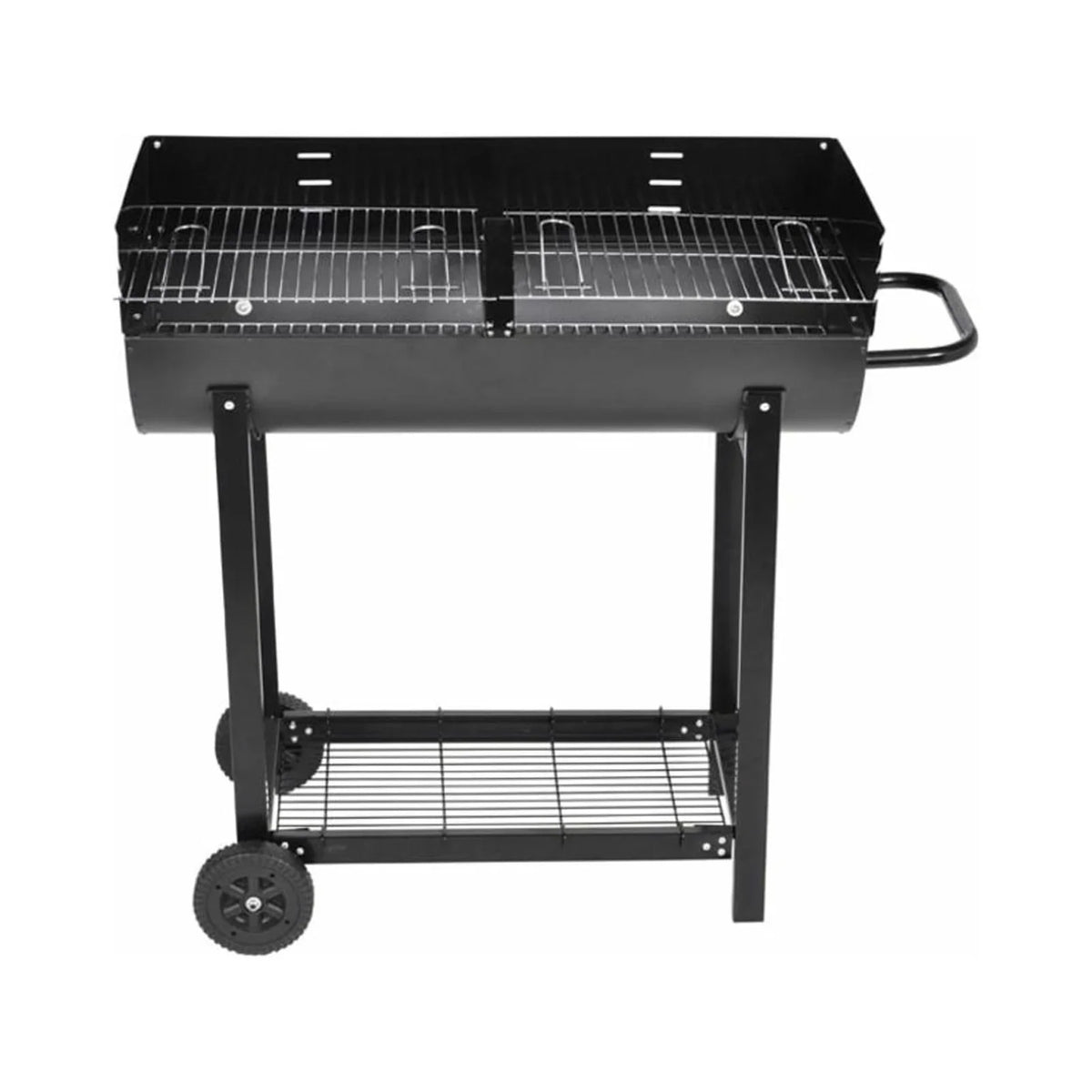 moobody Charcoal BBQ Stand with Lower Shelf and Wheels Steel Barbecue Grill Black for Camping Cooking, Grilling, Smoking, Picnic, Hiking, Party, Garden, Patio 39.4 Inch Length