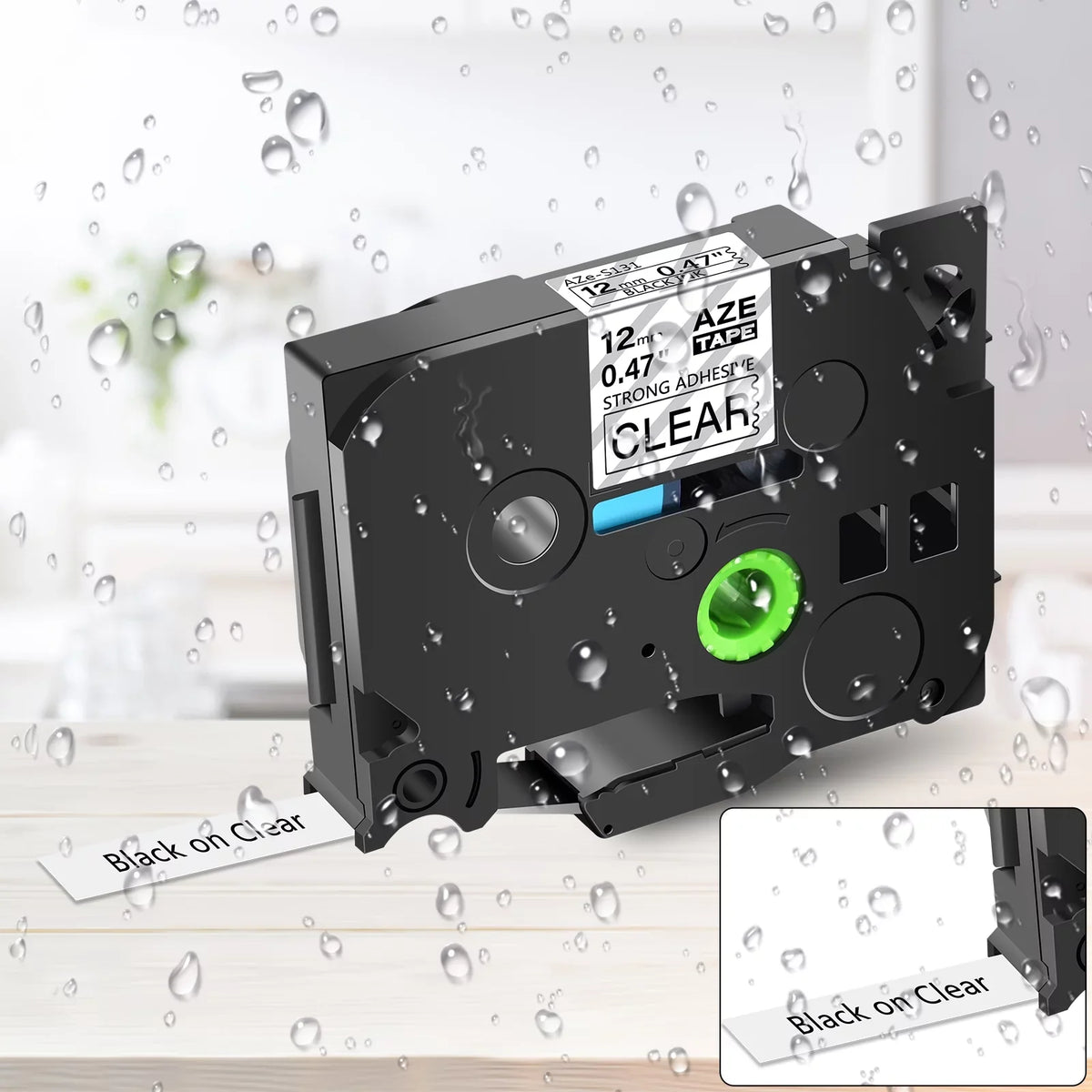 GREENCYCLE 8PK appropriate for Brother P-touch Black on Clear 12mm TZ TZe TZe-S131 TZ-S131 TZ-131 TZe-131 Extra Strength Laminated Label Tape