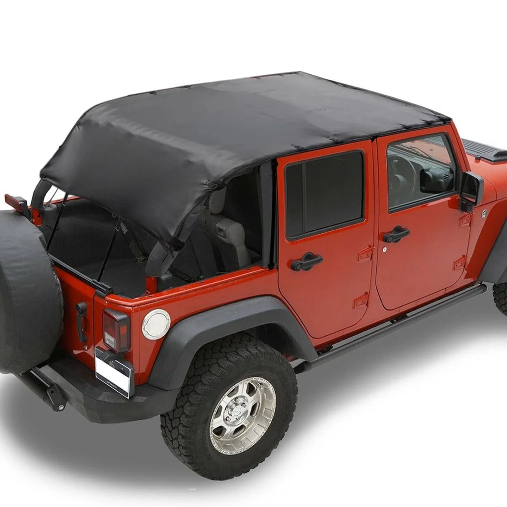Soft Top Bikini Top protector for Jeep Wrangler JK 2007-2017 2-Door Extended PU Leather Anti-UV Top Roof Black