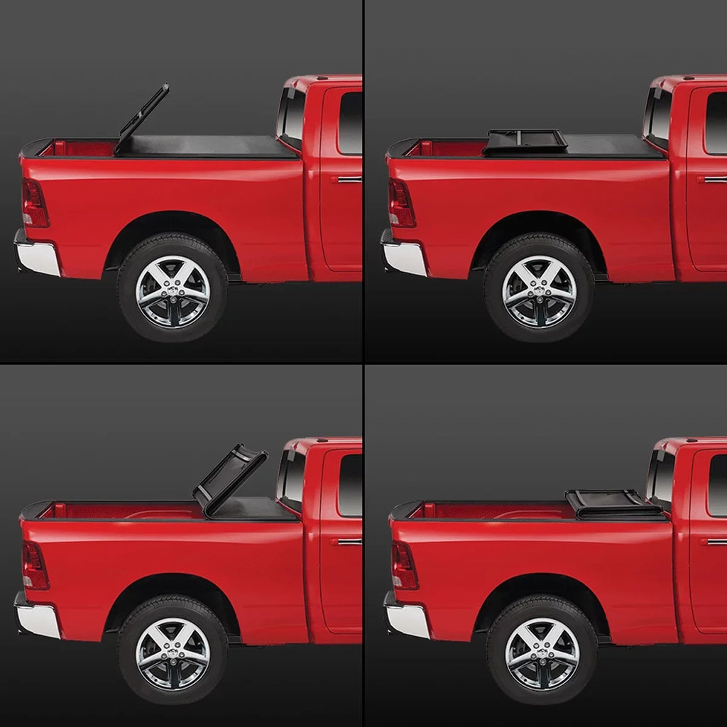 DNA Motoring TTC-TRISOFT-056 For 2007 to 2021  Tundra 5.5' Bed Fleetside Adjustable Tri -Fold Soft Top Trunk Tonneau wrap 20 19 18 17 16 15 14 13 12 11 10 09 08