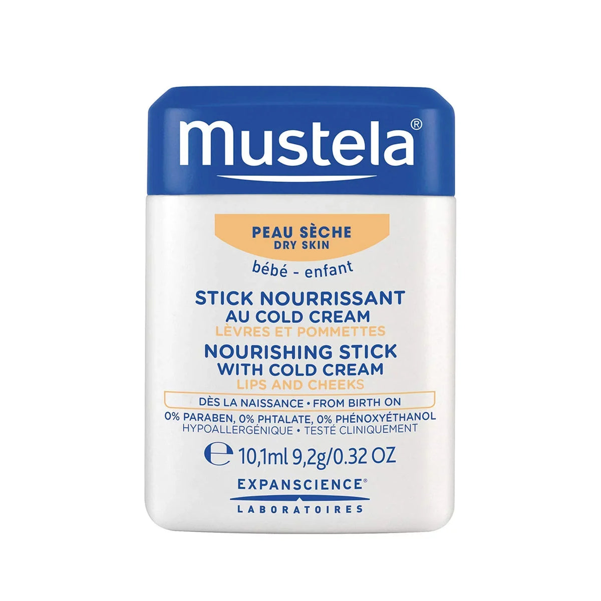 Mustela Baby Nourishing Stick With Cold Cream (Lips & Cheeks) For Dry Skin --9.2g/0.32oz