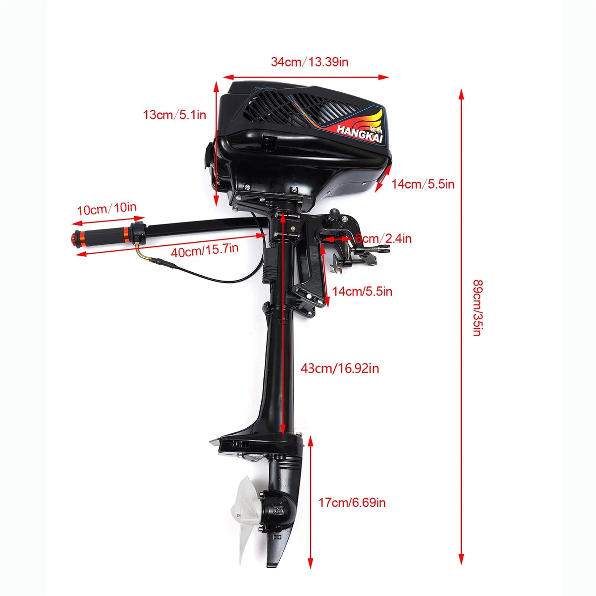 Miumaeov Outboard Trolling Motor 3.6HP 2 Stroke Inflatable Shaft Fishing ship Engine Propeller CDI Control Air Cooling System Heavy Duty Tiller Shaft