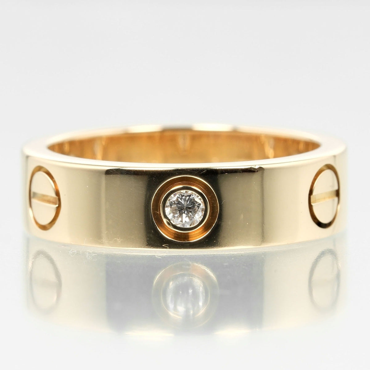 8.67g, I132124019 (Good). Pre-Owned Cartier Love size 15 ring, K18 yellow gold, 3P, half diamond, approx