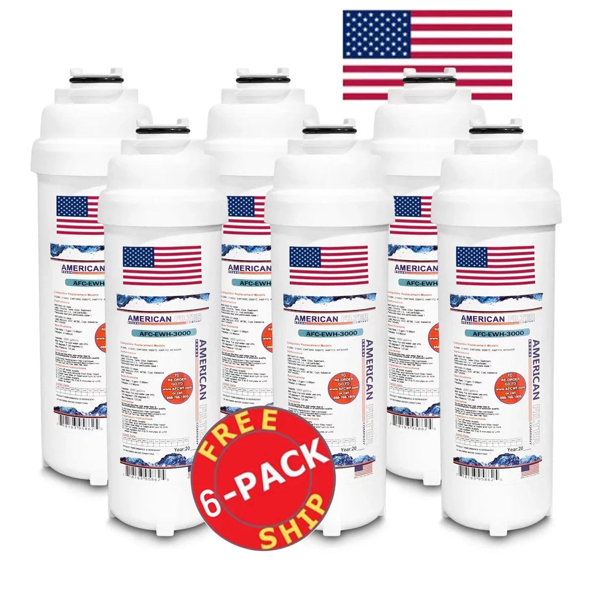 AFC Brand , moisture Filters , Model # AFC-EWH-3000 , matching with Halsey Taylor® 55898C - 6 Pack - Made in U.S.A.