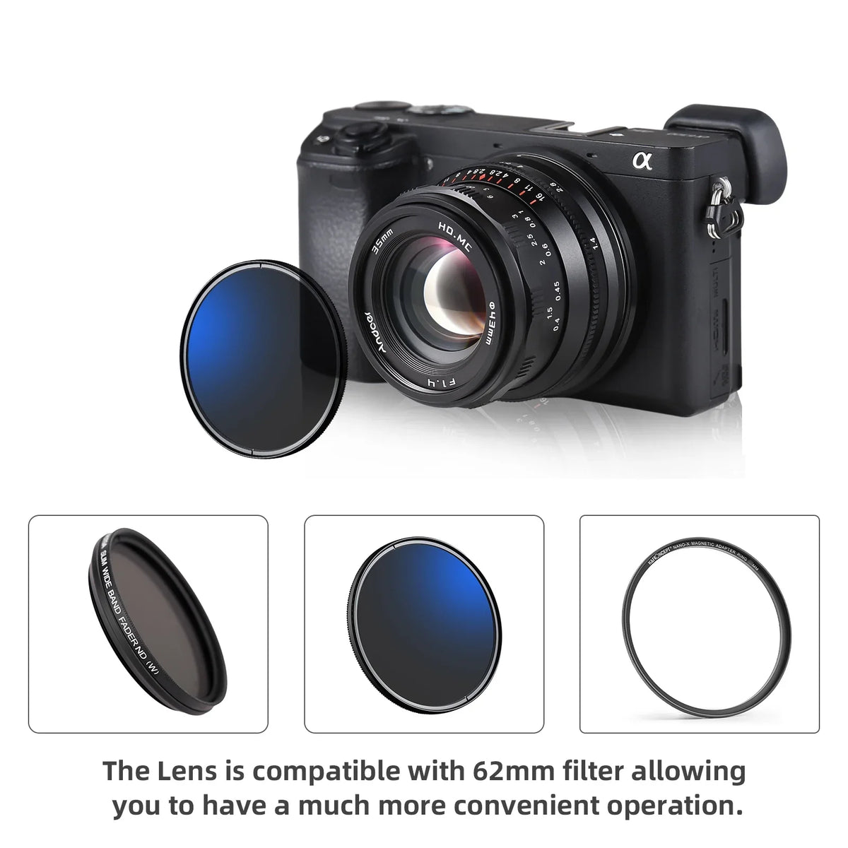 Dcenta Full Frame Camera Lens with Large Aperture Manual Focus for  A7/A7II/A7R/A7RII/A7S/A7SII/A6500/A6300