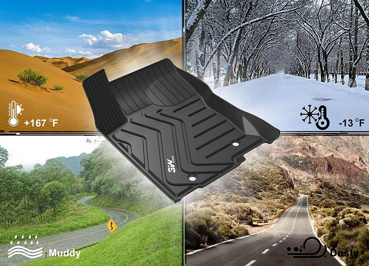 3W Floor Mats Set for Lexus RX (2016-2020) - All elements Custom Fit Car Floor Mats with Odorless TPE Heavy Duty Carpet Liner for Lexus RX350 RX450h, Black