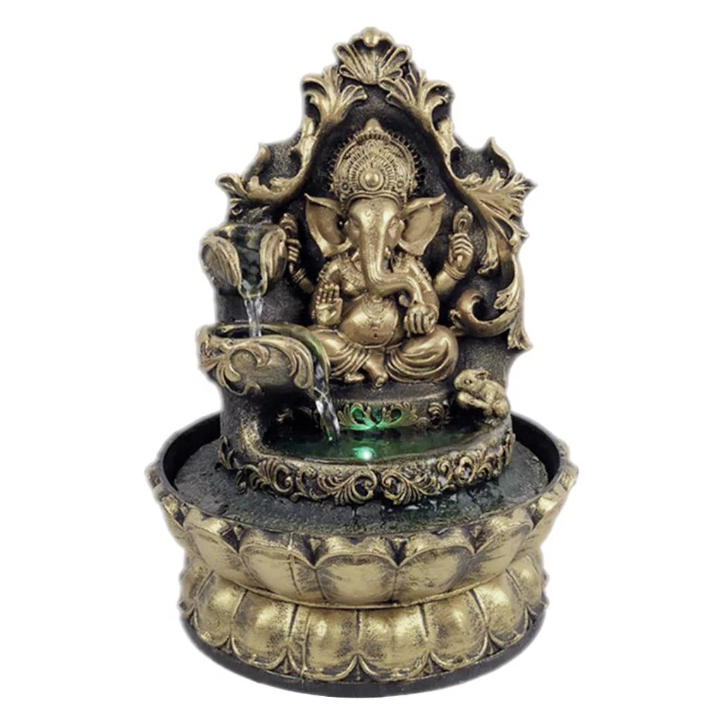 HandMade Hindu Statue Tabletop aqua Fountain Led Air Humidifier Compact Office Decor