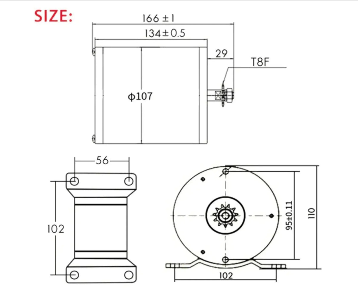 2,000W (2kW) DIY Brushless Electric Motor with Controller for Go Karts, Scooters, Motorcycles, Small EVs
