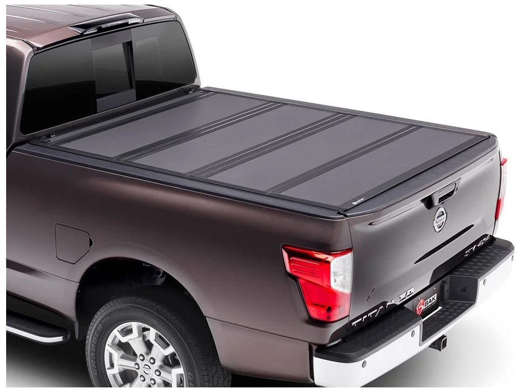 BAK by RealTruck BAKFlip MX4 Hard Folding Truck Bed Tonneau shield | 448525 | matching with 2017 - 2023 Nissan Titan 5' 7" Bed (67")