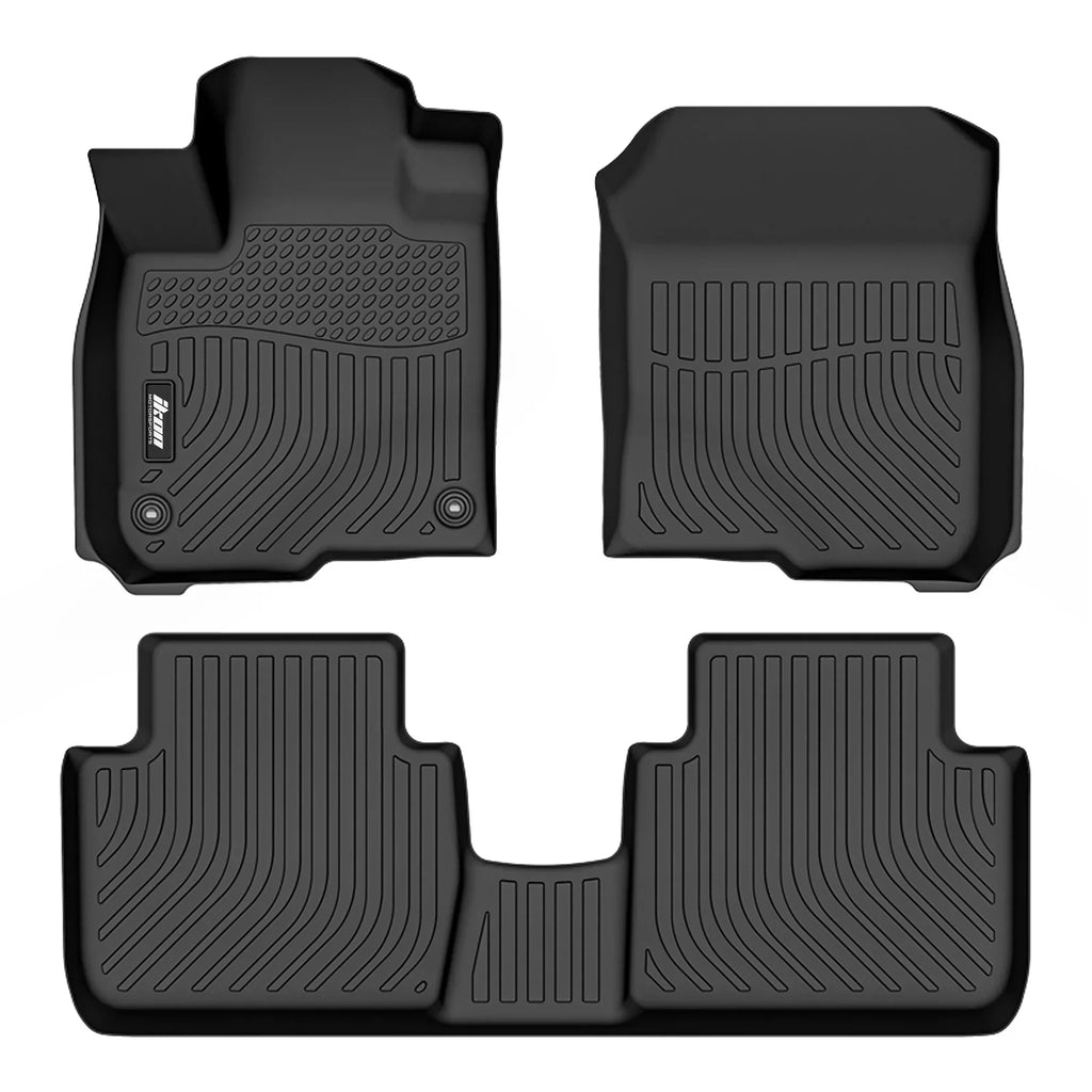 Ikon Motorsports Floor Mats & Trunk Mat appropriate With 2023-2024 Honda HR-V, Black 3D Molded Carpets Liner 1st 2nd Row Front Rear Boot Tray wrap Protection Cargo Pad TPE All climate Protector