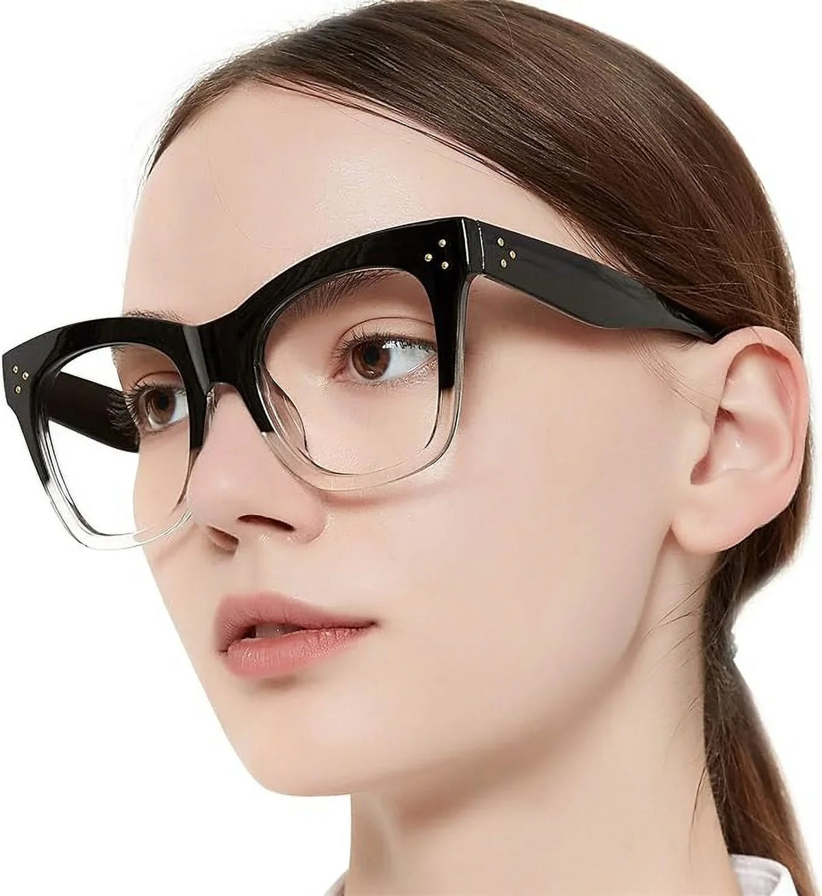 OCCI CHIARI Blue Light Filter Reading Glasses for Women Computer Reader Magnification 0 100 150 200 250 300 350 400 500 600 (Black-Clear, 6.0)