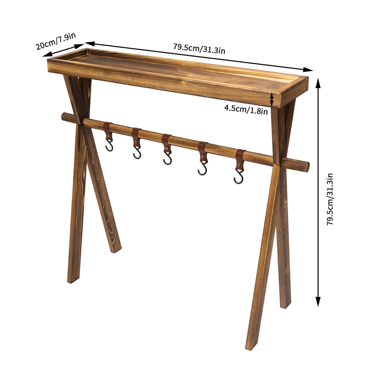 Miumaeov Wooden Portable Picnic Rack Outdoor Grill Rack Storage Table Shelf for Picnic, Camping, BBQ