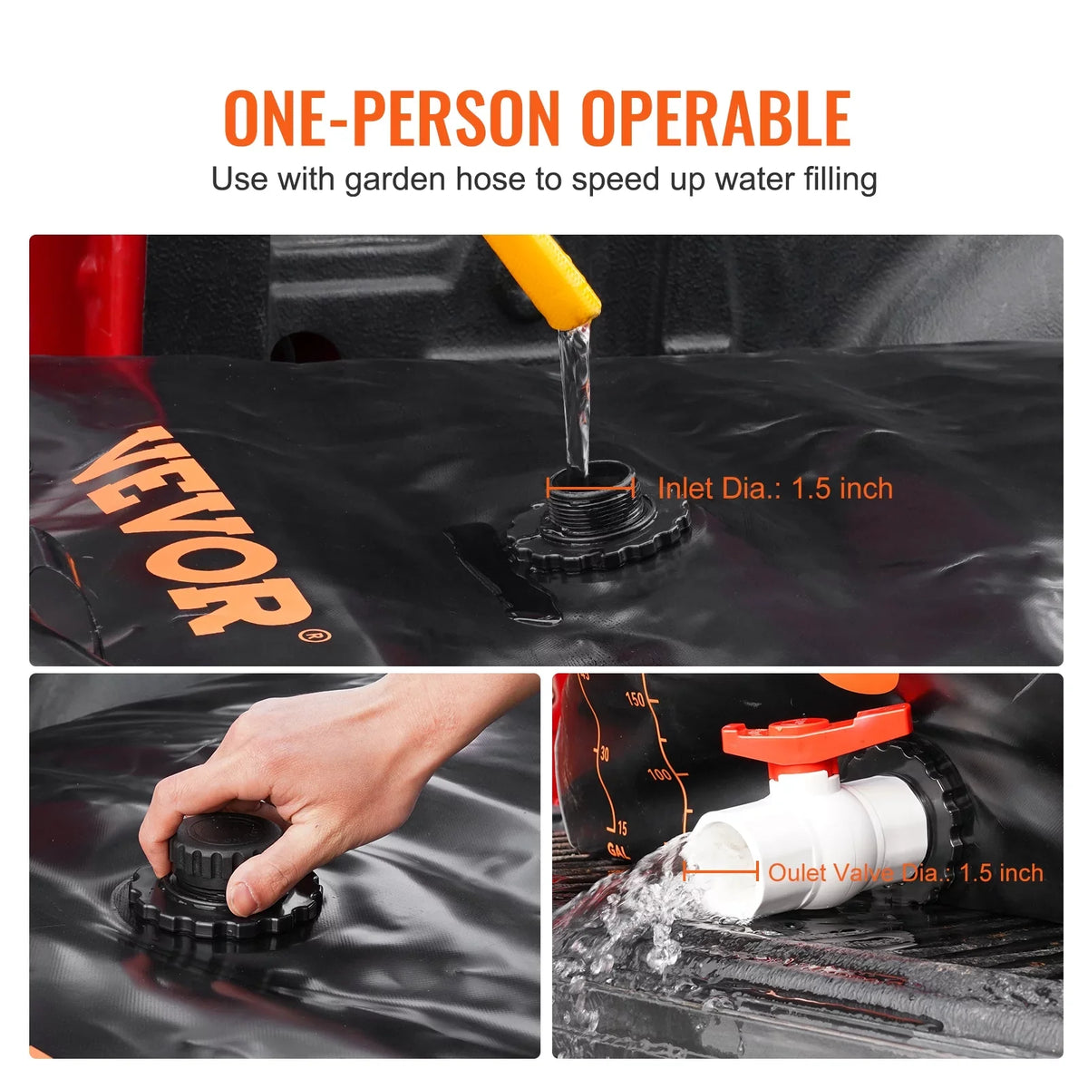 BENTISM Portable liquid Storage Bladder Rainwater Bag,143 Gallon Large Capacity liquid Storage Containers,1000D PVC moisture Bladder Including Spigots and Overflow Kit,moisture Tank
