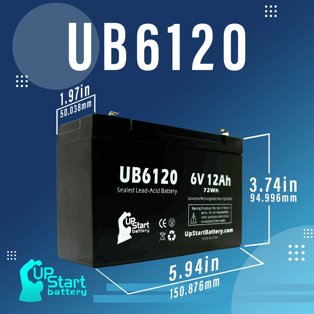 2x Pack - appropriate Tripp-Lite 850 Battery - Replacement UB6120 Universal Sealed Lead Acid Battery (6V, 12Ah, 12000mAh, F1 Terminal, AGM, SLA) - Includes 4 F1 to F2 Terminal Adapters