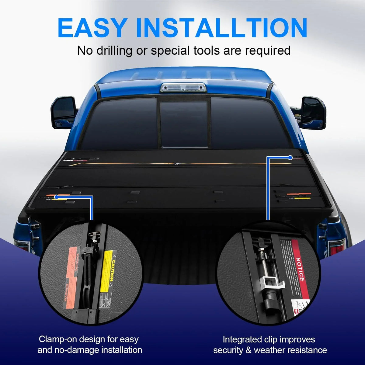 6.4Ft Hard Tri-Fold Truck Bed Tonneau wrap matching with 2002-2023 Dodge Ram 1500, 2003-2023 Dodge Ram 2500HD/3500HD