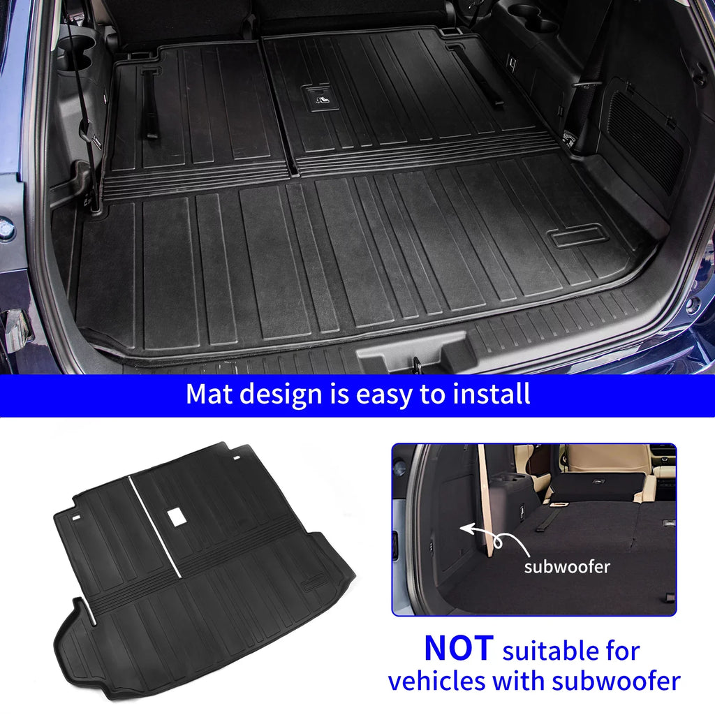 Cargo Mat appropriate with 2020-2024  Highlander Trunk Mat Cargo Liner TPE Back Seat wrap Protector 2022 7 Seats Highlander Accessories (2020-2023, Trunk Mat with Backrest Mat)
