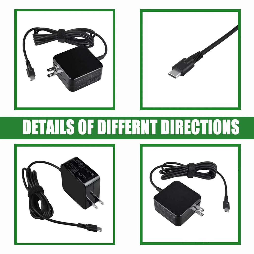 KONKIN BOO suitable 45W AC Adapter Charger Power USB-C Replacement for  100E 2nd Gen 81QB000AUS Chromebook